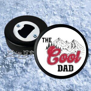 NEW**The Cool Dad*Father's Day Gift**REAL Hockey Puck Bottle Opener